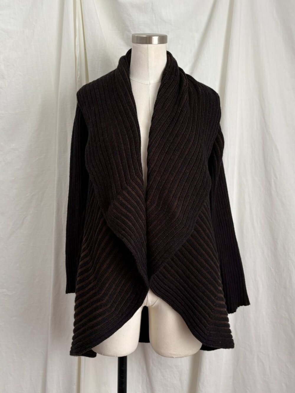Vtg Y2K Angel II Black Brown Oversized Cardigan S Grunge Fairy Whimsigoth Wool